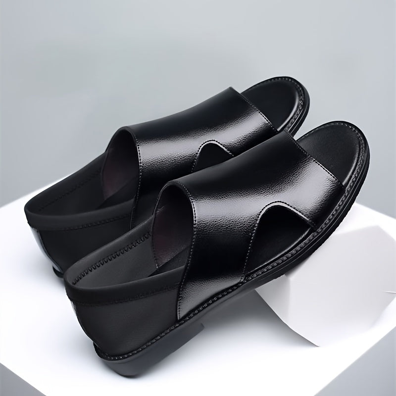 Men's Minimalist PU Sandals with Soft Rubber Sole, All-Season
