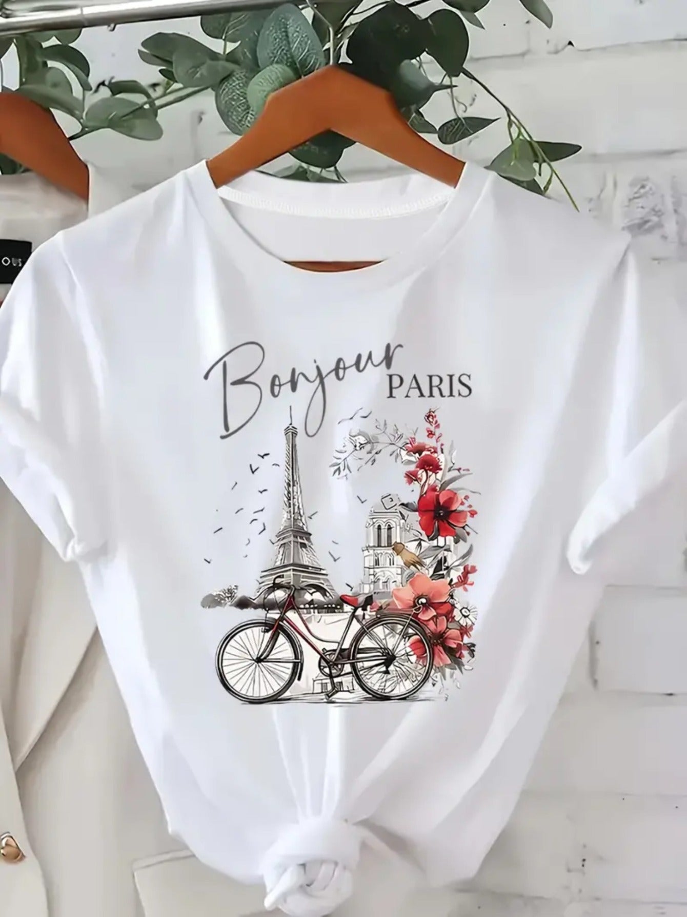 Casual Cotton Cartoon Graphic Round Neck Short Sleeve Tee
