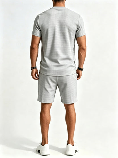Men's Summer Casual Athletic Crew Neck T-Shirt & Shorts Set