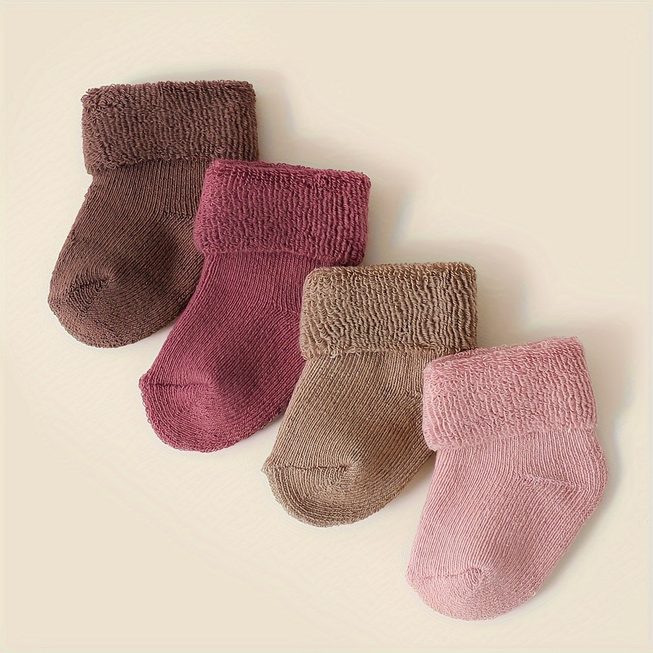 4/8 Pairs of Youngsters's Boys and Girls Socks Autumn and Winter Thickened Warm Youngsters Youngsters Fleece Circle Socks Candy Color Youngsters Short Socks