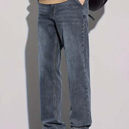 Denim Men's Jeans - Casual, Stretchable, Solid Pattern, Regular Length, Suitable for All Seasons, Water Washed, Regular Fit, Conventional Style, Made for Men