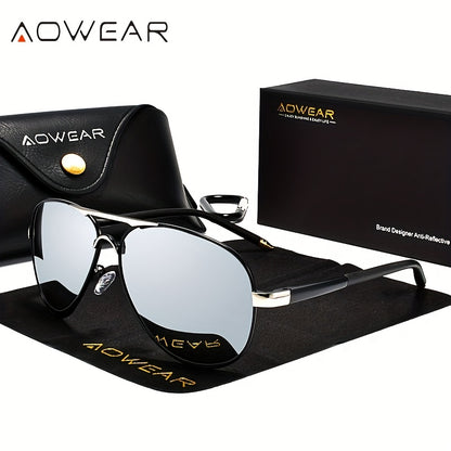Men's Polarized UV400 Pilot Sunglasses with Mirror Lens
