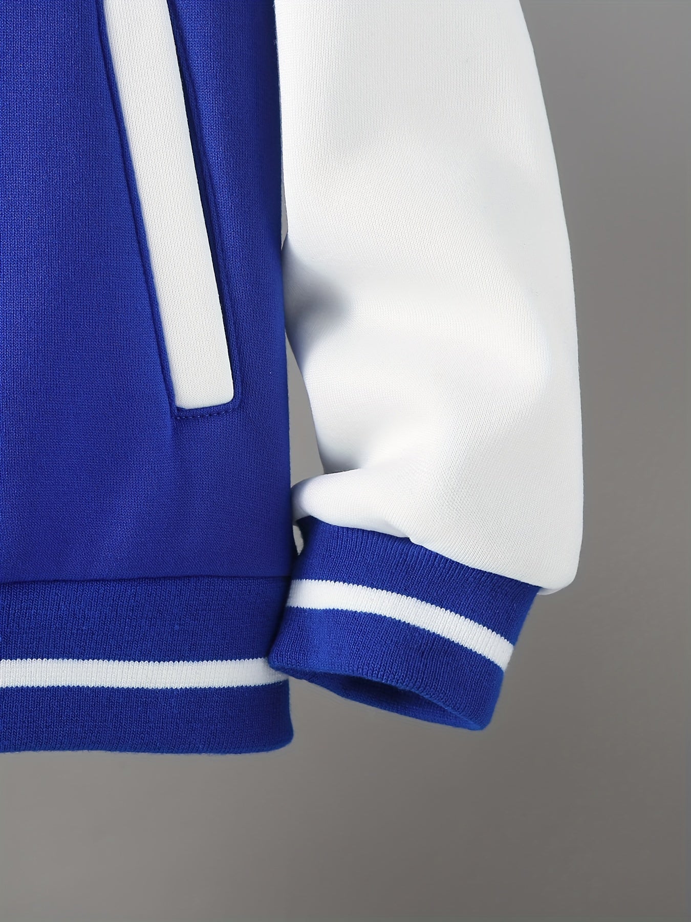 Boys Baseball Collar Long Sleeve Letter And Number Graphic Color Block Drop Shoulder Varsity Jacket Without Hoodie - ayq