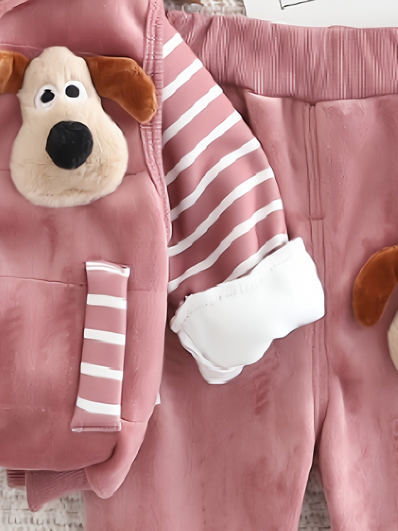 BABICOLOR-ի ձմեռային 3 հատ շան նախշերով գլխարկով բաճկոնի և տաբատի հավաքածու - տաք, ազատ հագուստ, ձմեռային հագուստ առաջին լուսանկարահանումների համար, առօրյա ցուրտ եղանակի վերնազգեստ, իդեալական է բացօթյա օգտագործման համար