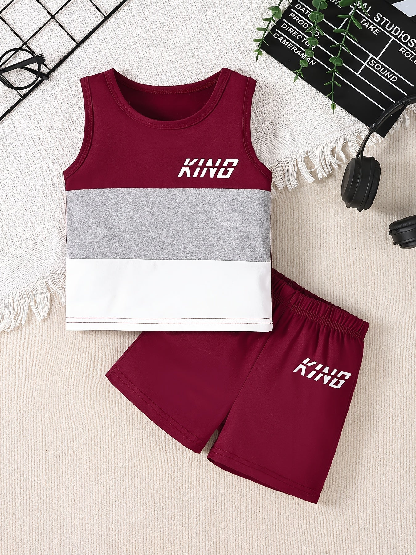 Boys' Casual Tank Top and Shorts Set, Lightweight Polyester