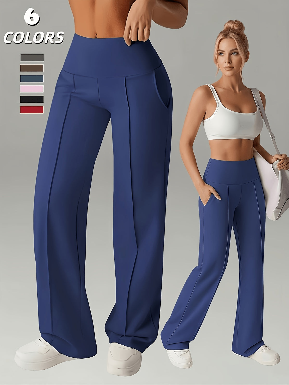 Women’s High-Waist Wide-Leg Leggings with Pockets