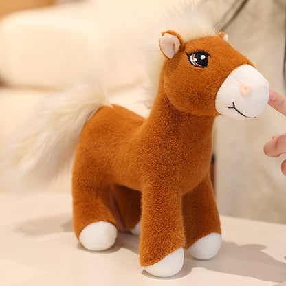 Simulation Horse Plush Toys 20cm/7.87" Soft Stuffed Plush Animal Toy Education Prop Toys for Students Home Room Sofa Decorations