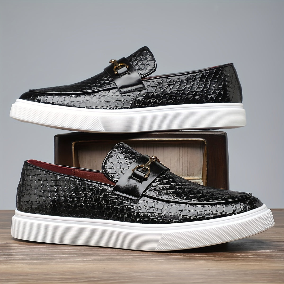 Men's Business Casual Slip-On Shoes with Soft PU Insole