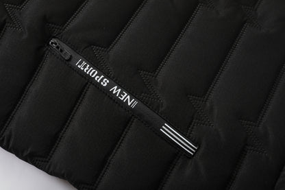 Men's Outdoor Sports Warm Vest Jacket, Stand Collar Multi-Pocket Practical Vest, Soundwave Technology Composite Print Windproof High Quality Sports Jacket - ayq