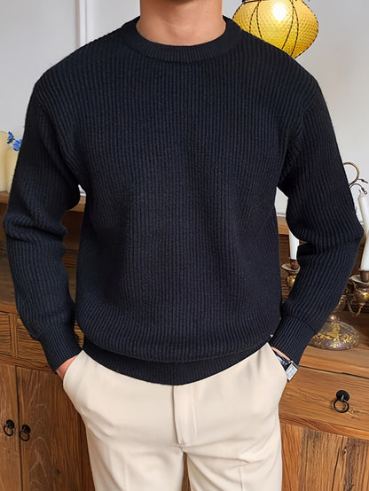 Բաց գույնի, հասուն ոճի աշուն/ձմեռ, հիմնական, տղամարդկանց համար, երկար թևքերով, առօրյա, բրիտանական, կլոր վզնոցով, տրիկոտաժե, բարձր օձիքավոր վերնաշապիկով