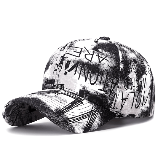 Graffiti Floral Fabric Baseball Cap for Both Men And Women, a Trendy Streetwear Sunshade Hat.