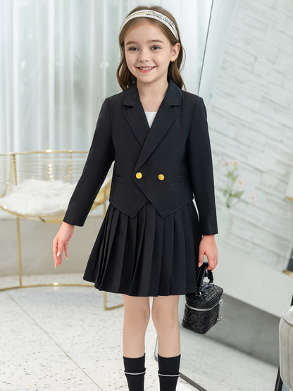 Girls' Preppy JK Uniform Suit Set Dress Skirt Two-Piece