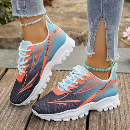 Women'S Breathable Lightweight Walking Shoes - Neon Green  Black Striped Design, Lace-Up Sneakers with EVA Cushioned Sole for All-Season Comfort, Casual Outdoor Footwear, Ladies Sneakers, Modern Striped Design, Synthetic Fau