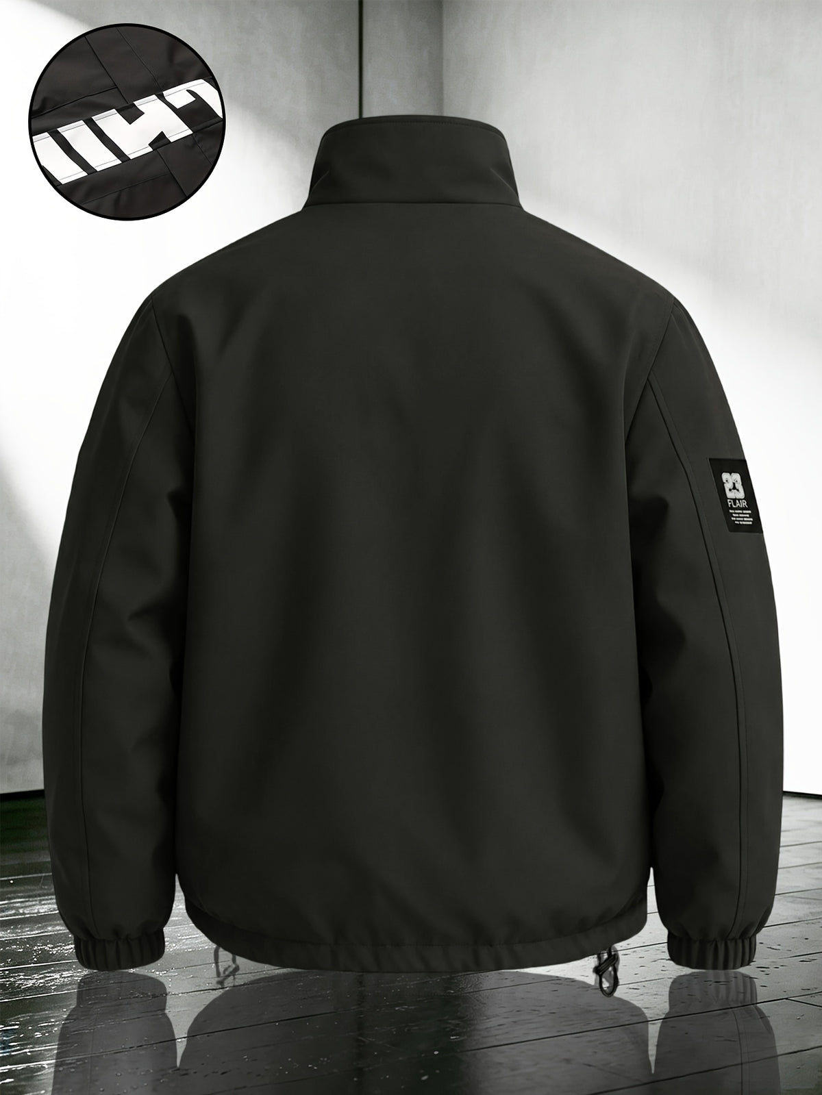 Men's Casual Polyester Bomber Jacket with Stand Collar