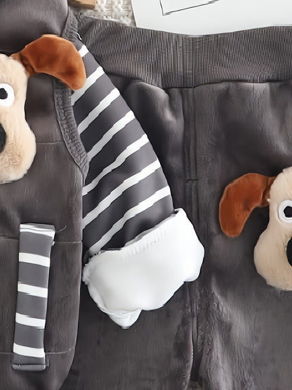 BABICOLOR-ի ձմեռային 3 հատ շան նախշերով գլխարկով բաճկոնի և տաբատի հավաքածու - տաք, ազատ հագուստ, ձմեռային հագուստ առաջին լուսանկարահանումների համար, առօրյա ցուրտ եղանակի վերնազգեստ, իդեալական է բացօթյա օգտագործման համար