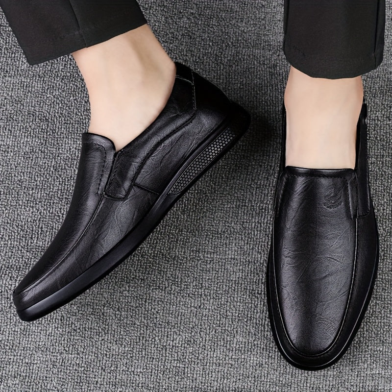 Men's Slip-On Loafers Cowhide Rubber Sole Business Casual Shoes