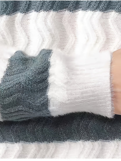 Տղամարդու ձմեռային տաք սվիտեր՝ գծավոր կլոր վզով պուլովեր՝ գույների համադրությամբ, հարմար է շերտավոր կրելու համար, ձեռքով լվացվող առօրյա սվիտերներ (աշուն/ձմեռ)