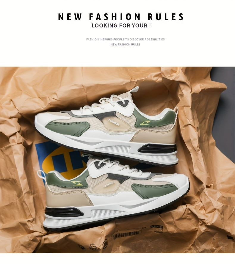 1pc Men'S Cross-Training Shoes | Large Size Casual sneakers for Running and Outdoor Activities, Fashionable, Lightweight, All-Season, Fabric Upper and Sole, PVC Sole, Lace Closure - Warrenxilu - ayq