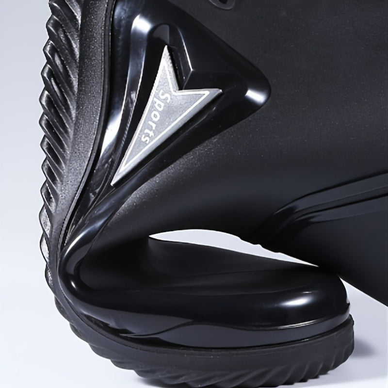 Men's Durable Rubber Rain Boots with Non-Slip Sole and Elastic Closure