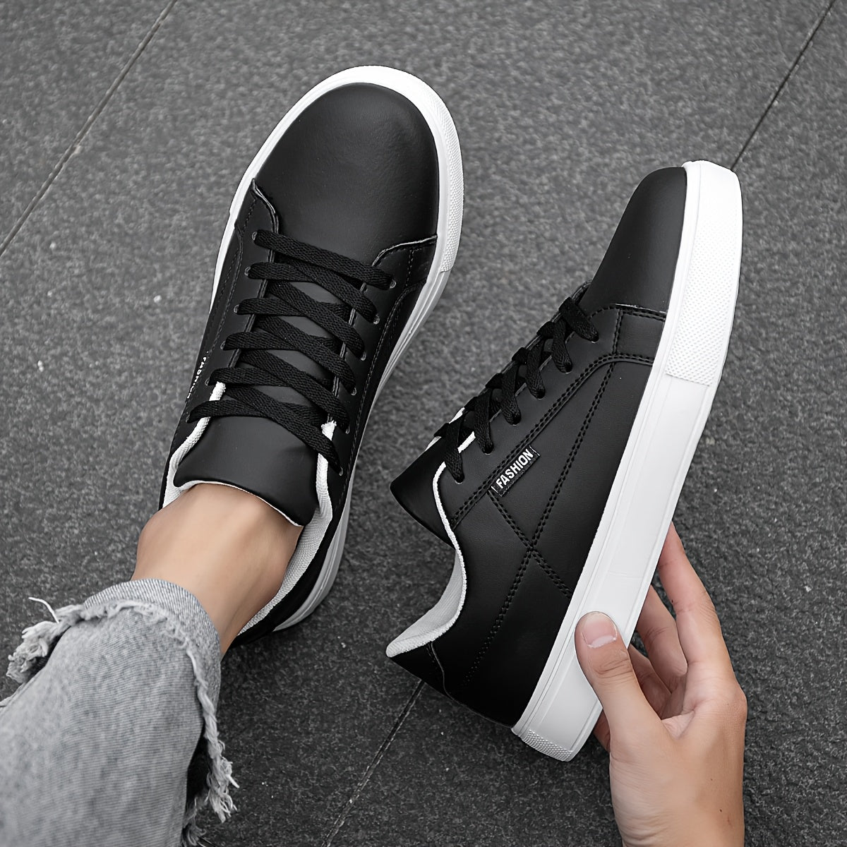 Men's Low-Top Sneakers with Cushioned Sole & Letter '' - - Urban Hiking Shoes Suitable for Daily Wear, Outdoor, Commuting - Lightweight Round-Toe Casual Sports Footwear - ayq