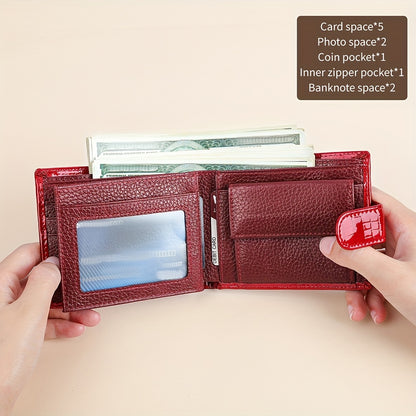 NIUCUNZH Full-Feature Genuine Leather Wallet Compatible for Men & Women - Top-Grain Cowhide with Magnetic Closure, Multi-Card, Photo & Coin Pocket, Passport Holder - Elegant Crocodile-Embossed Design, Valentine's/Mother's/Tha - ayq
