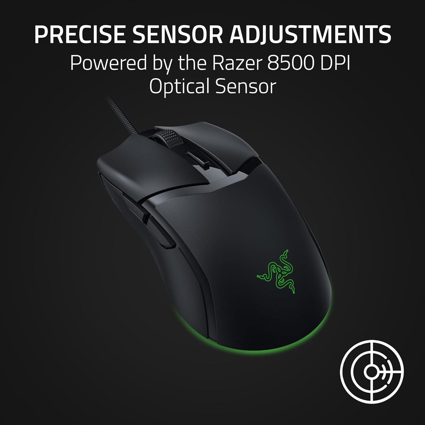 Razer Cobra Gaming Mouse: 58G, Gen-3 Optical Switches, Chroma RGB Lighting, 8500 DPI Sensor, PTFE Feet, Speedflex Cable - Black