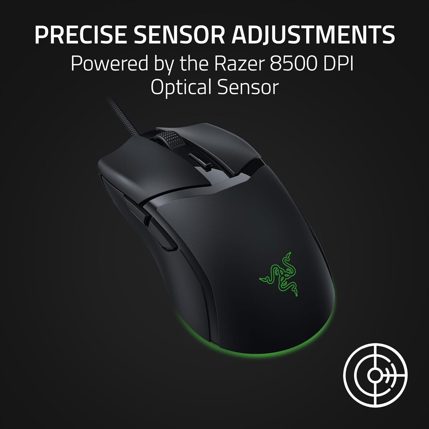 Razer Cobra Gaming Mouse: 58G, Gen-3 Optical Switches, Chroma RGB Lighting, 8500 DPI Sensor, PTFE Feet, Speedflex Cable - Black