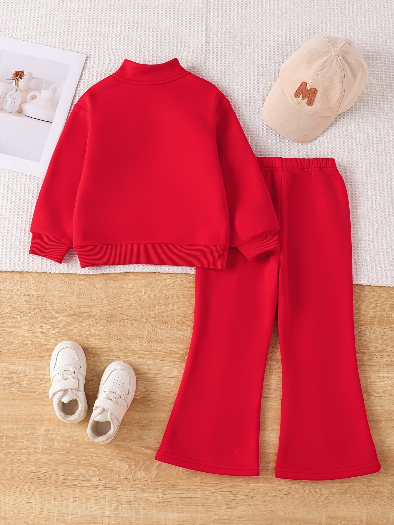Girls' Casual Spring/Fall 2-Piece Fleece-Lined Top & Pants Set