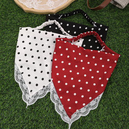 Women’s Stretch Lace Trim Polka Dot Bandana Headscarf