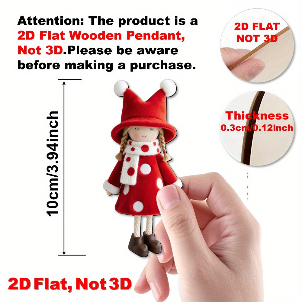 2D Flat, 16pcs Set of Classic Red and White Design Excellent Christmas Girl Doll Ornaments, Suitable for Thanksgiving, Halloween, and Christmas Celebrations, Perfect Holiday Gifts, New Year'S Day Decorations, Christmas Tree D