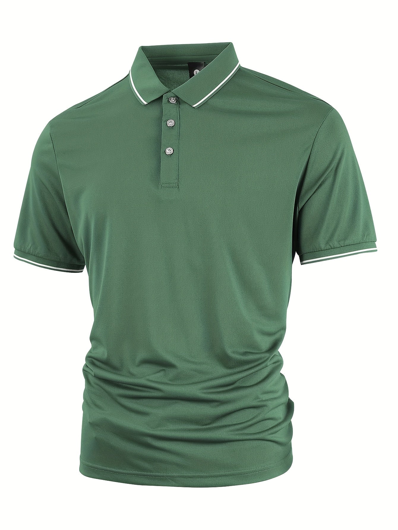 Men's Solid Golf Shirt, Casual Short Sleeve Lapel Shirt For Summer Outdoor
