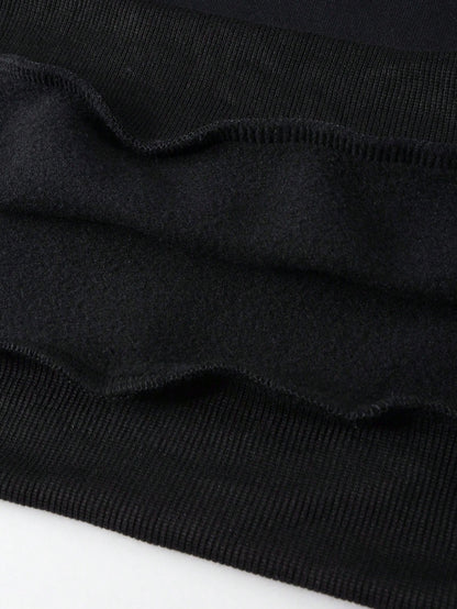 Women'S Christmas Letter Print Crew Neck Pullover Sweatshirt - Elegant Casual Long Sleeve Fleece-Lined Top with Festive Santa Hat & Star Design, All-Season Comfort for Holiday & Casual Attire, Christmas Sweatshirts, Seasonal