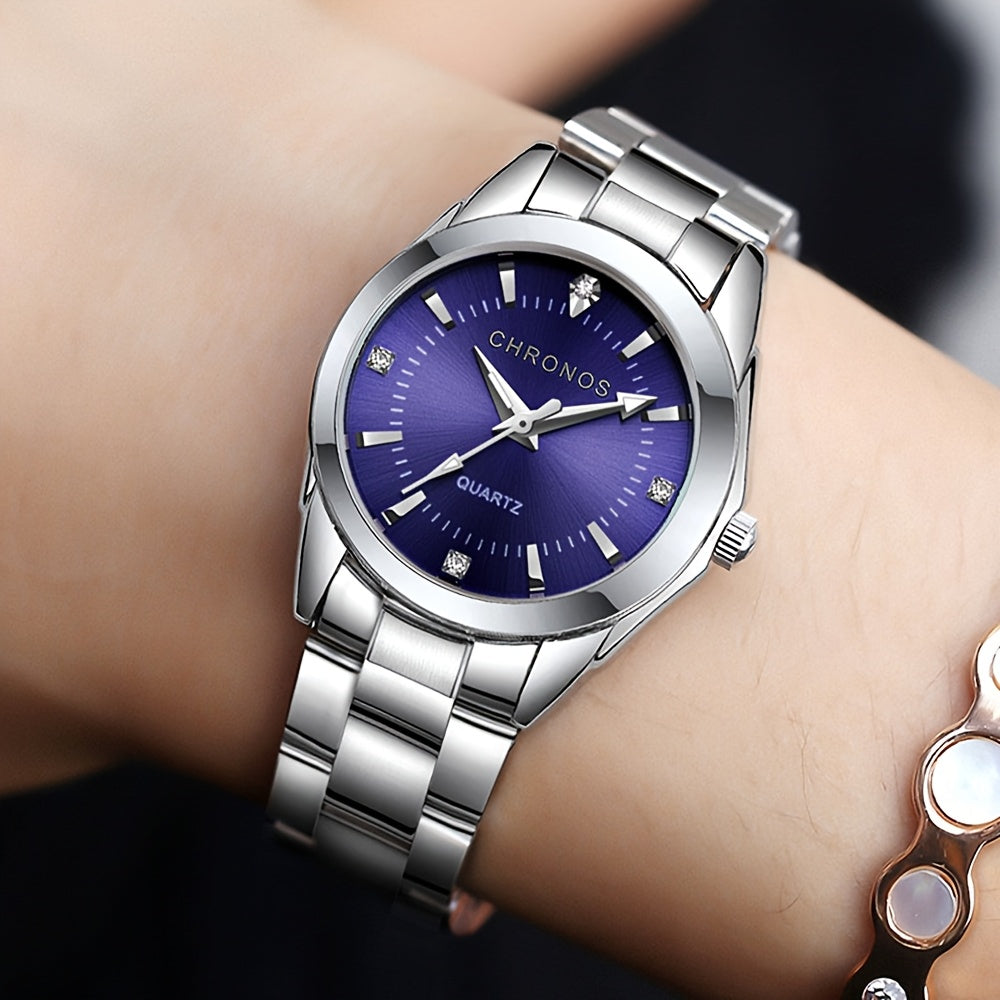 CHRONOS Women'S Fashionable Casual Quartz Watch Features a Stainless Steel Strap, Perfect for Business Elegance And Sophistication. This Exquisite And Compact Outdoor Sports Watch Is Ideal for Daily Wear And Outings, Making I