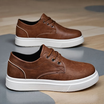 Plus-Size Men's Low-Top Skate Sneakers, Casual PU Shoes