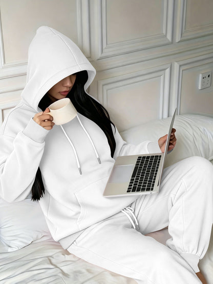 Women’s Fall Winter Casual Loose Hooded Sweatshirt & Pants Set - ayq