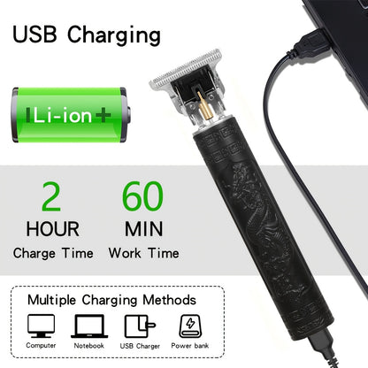 3pcs Men'S Professional Hair & Beard Grooming Kit - Cordless Clippers with LED Display, Precision Trimmer Set, USB Rechargeable, for Home Use, Perfect Holiday Gift - ayq