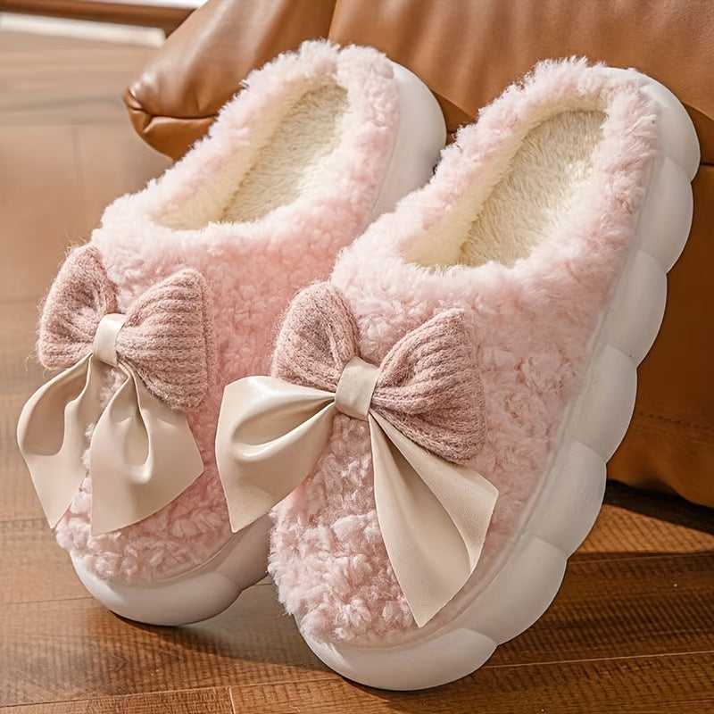 Women’s Plush Slip-On Slippers with Anti-Slip Thickened Soles