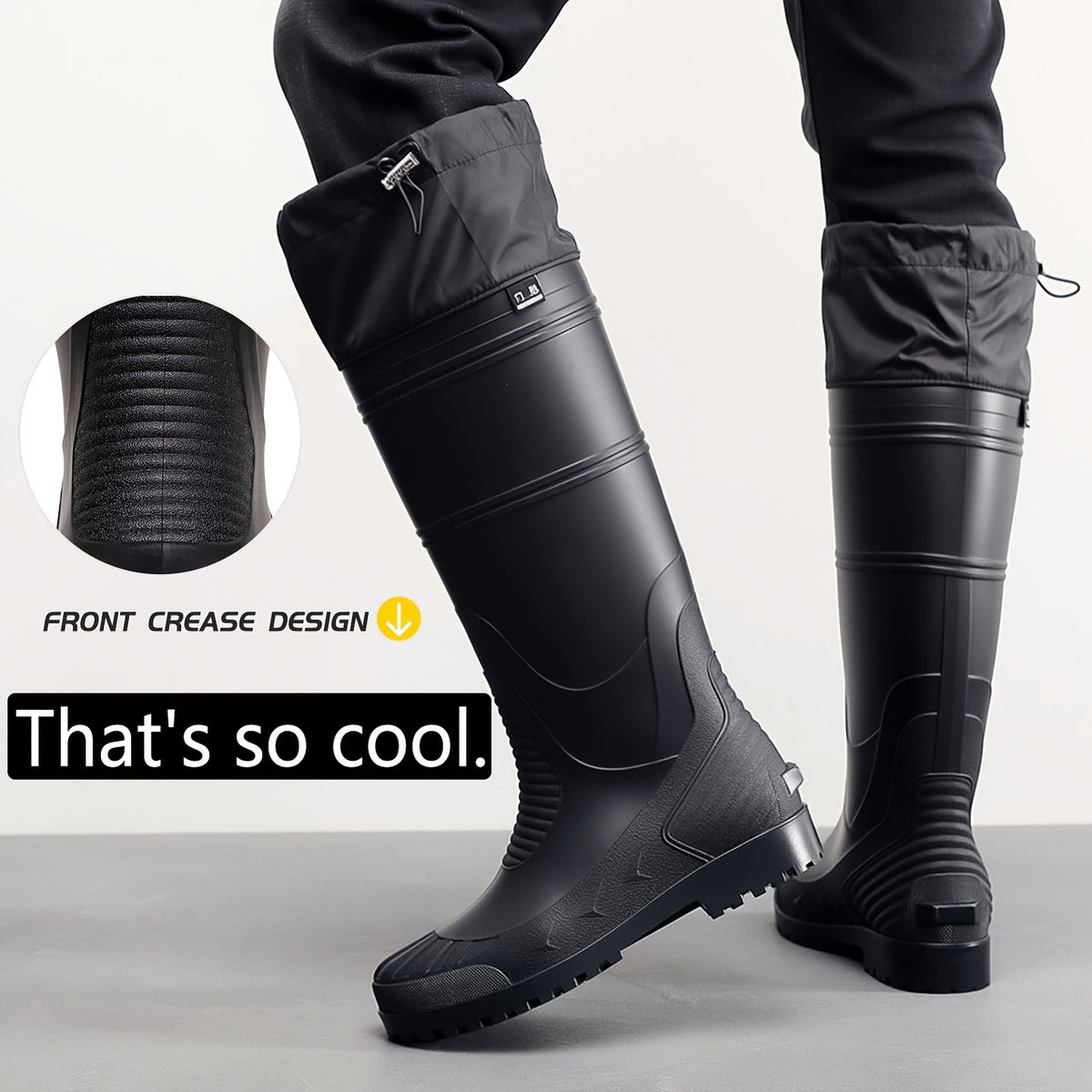 Men's Waterproof Slip-Resistant Outdoor Rain Boots for Fishing