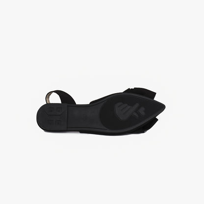 Women's Fashion Bow-Knot Flat Sandals, Casual Versatile Slip-Ons with Pointed Toe, Fabric Upper and Rubber Sole for All Seasons, Ladies Sandals