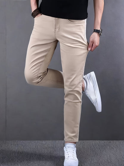 Men's Casual Slim Fit Jeans, Men's Versatile Classic Design Denim Pants for All Seasons