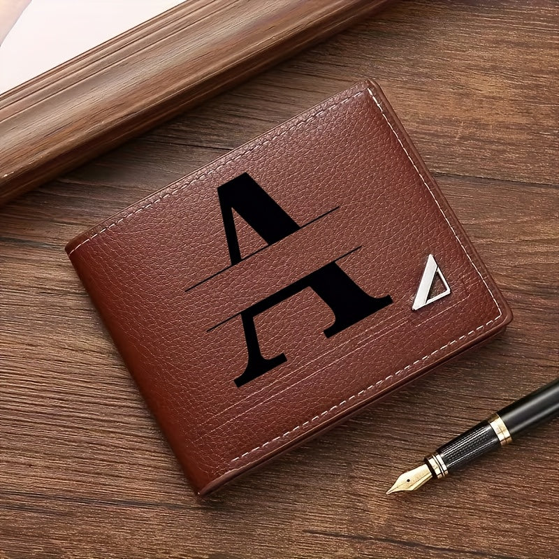 Custom Letter Solid Color Men's Wallet, Black Stylish Foldable Card Holder, Casual Men's Coin Purse, Suitable as a Birthday Gift for Husband, Holiday Anniversary Gift