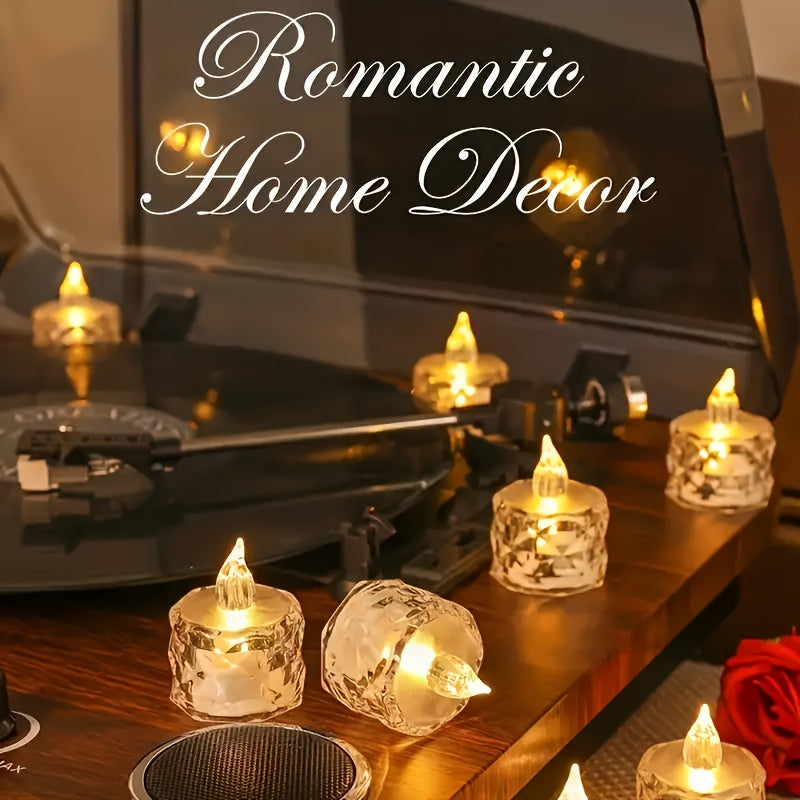 LED Candle Set with Crystal Pattern - Battery-Powered Indoor Table Decorations for Birthdays, Christmas, Halloween, Weddings, Parties & Holidays, Non-Rechargeable Battery, Round Shape, Holiday Candle Lighting | Elegant Candle