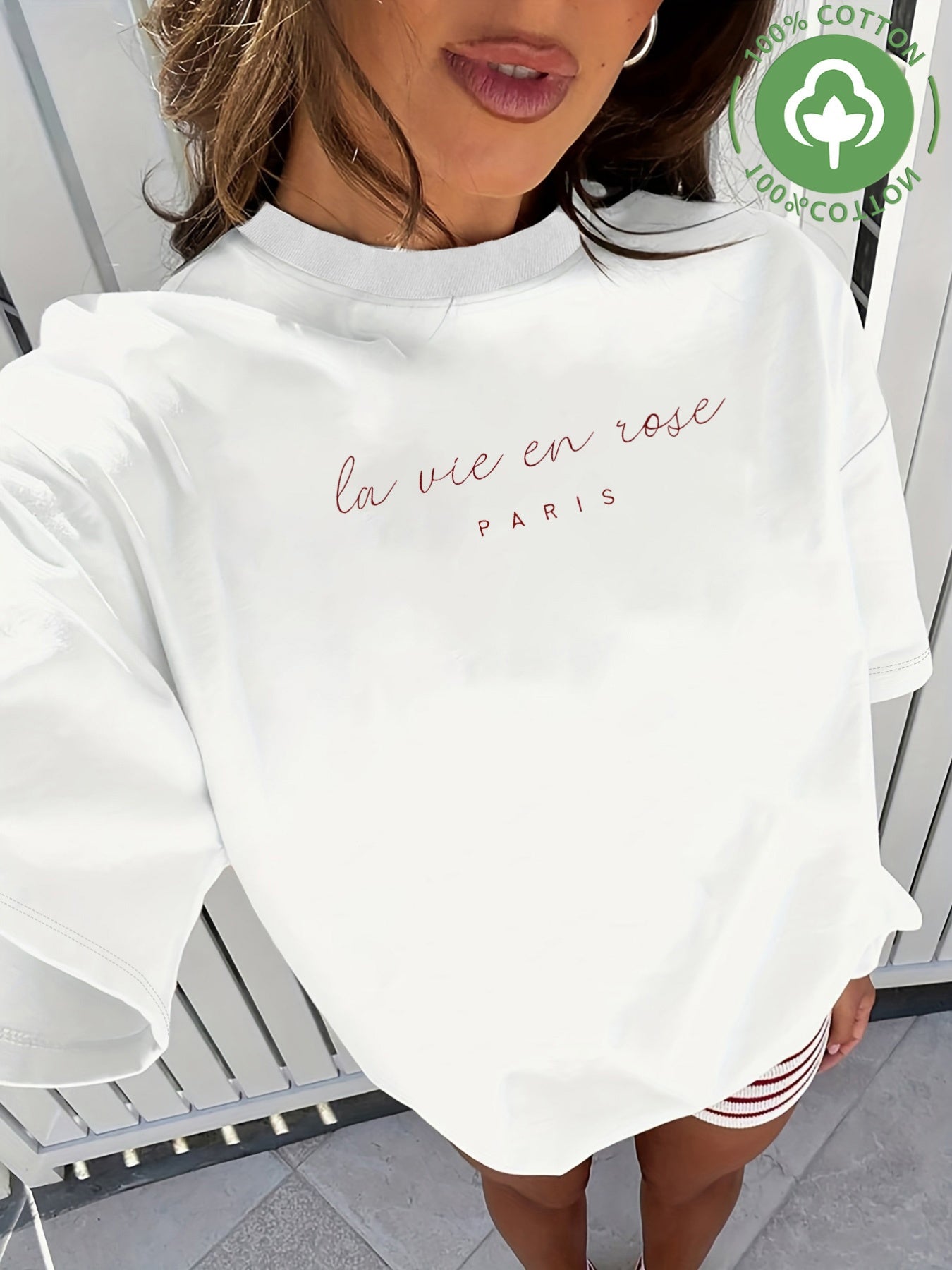 Women's Cotton Loose-Fit Crew Neck Short-Sleeve T-Shirt