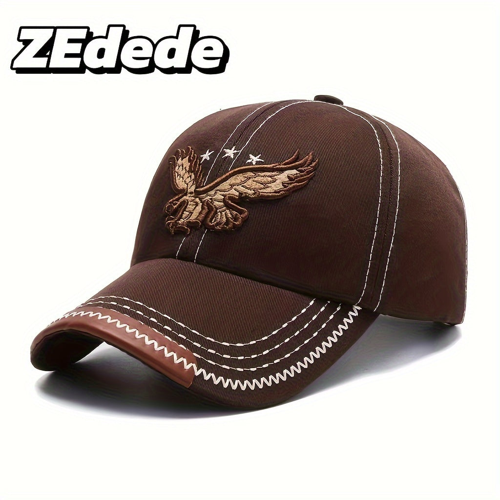 2 հատ ZDEDE 3D Eagle ասեղնագործված բեյսբոլի գլխարկ - նորաձև և դիմացկուն կարգավորվող Snapback գլխարկ՝ արհեստական կաշվե կտորով, սև պոլիեսթեր՝ բացօթյա սպորտաձևերի և առօրյա հագուստի համար - իդեալական է տղամարդկանց և կանանց համար