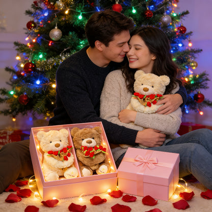 29.97 սմ սիրուն փափուկ արջուկ գլխարկով և վարդով - փափուկ / խաղալիք խաղալիք, հարմար է Սուրբ Ծննդյան, նվերների,, գրկախառնվող ուղեկից քնելու և զարդարելու համար