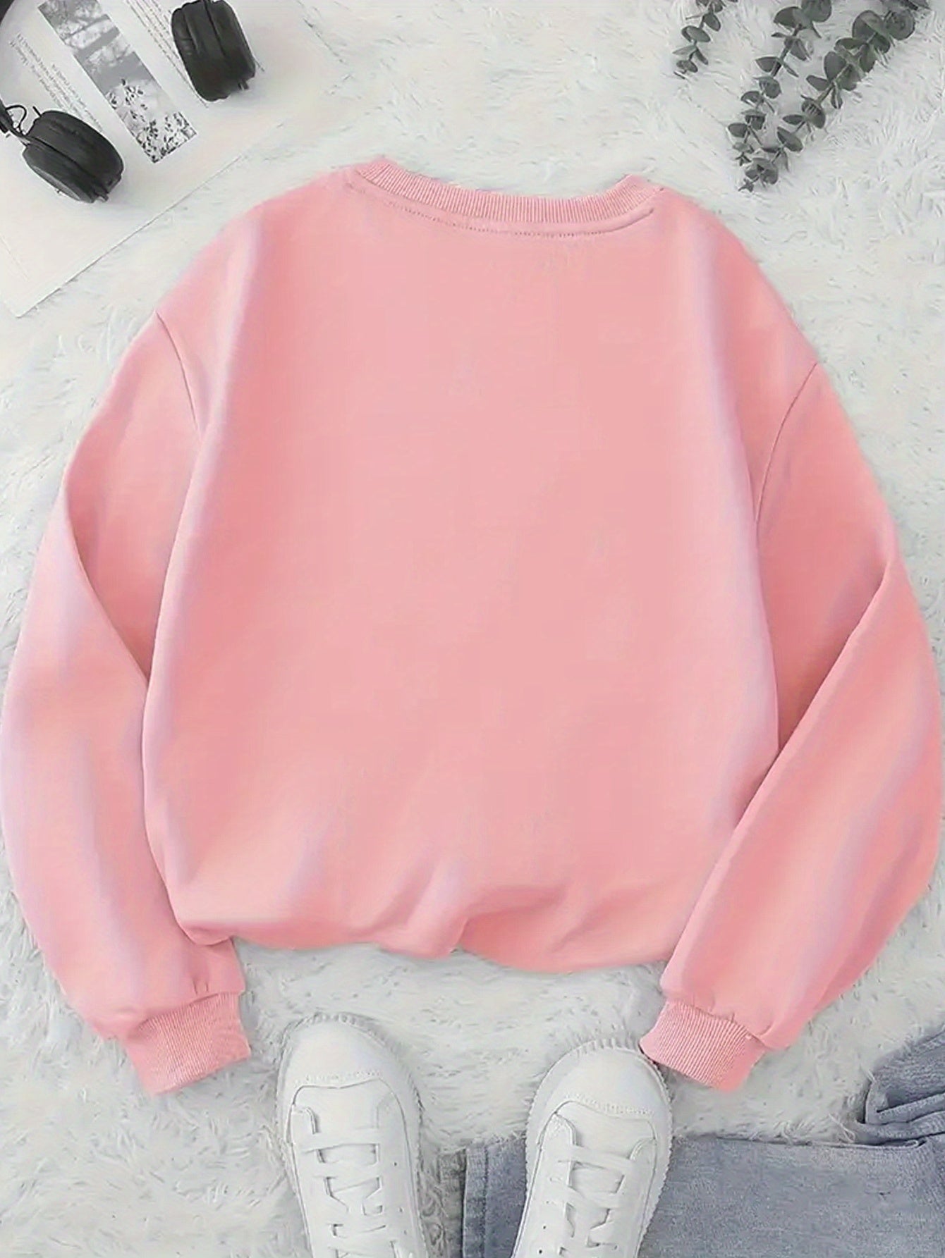 Women'S Christmas Letter Print Crew Neck Pullover Sweatshirt - Elegant Casual Long Sleeve Fleece-Lined Top with Festive Santa Hat & Star Design, All-Season Comfort for Holiday & Casual Attire, Christmas Sweatshirts, Seasonal