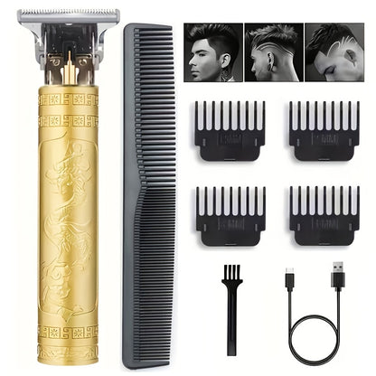 YAIAWISU Men's Cordless Electric Hair Clippers & Beard Trimmer with LCD Screen, USB-Rechargeable Cordless Grooming Kit, T-Blade Trimmer with Guide Comb Suitable for Hair, Shaving, and Scalp Trimming