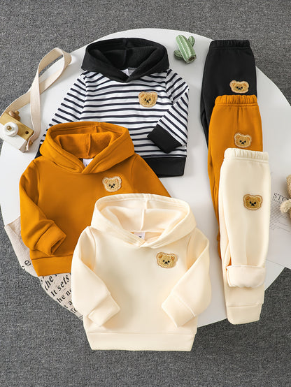 Baby Boys' Velvet Hoodie Set for Fall and Winter Casual Wear