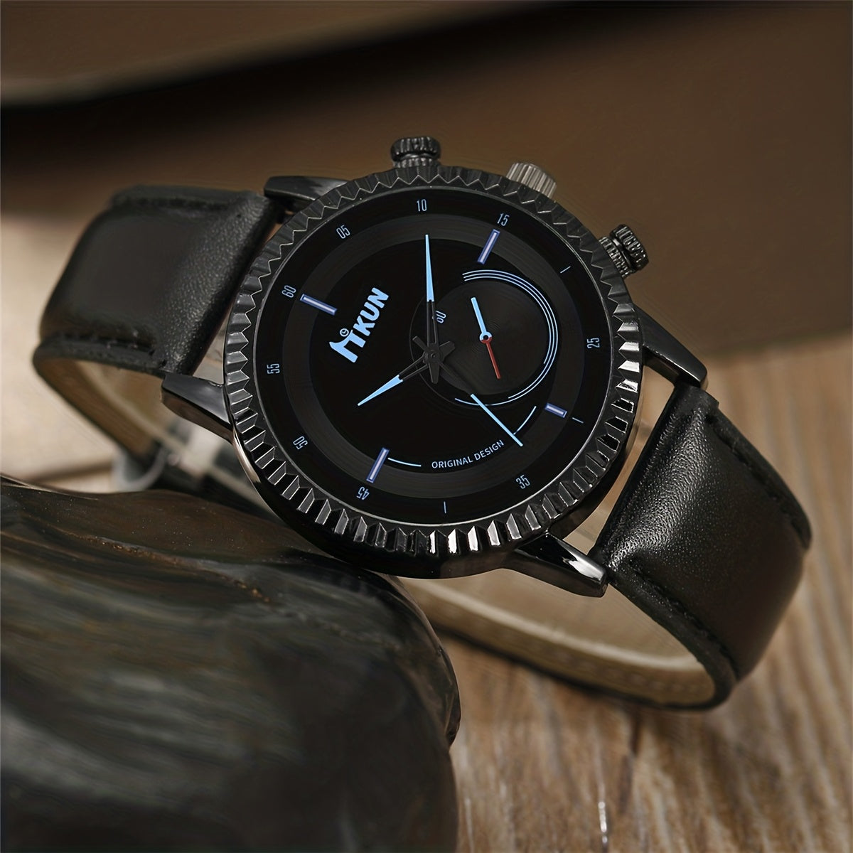 5pcs Men's Luxury Quartz Watch & Accessory Set - Analog Business Style Watch with Black Wallet, Belt, Glasses & Keychain | - Round Watch for Birthdays, Weddings, Prom | Complete Grooming Kit for Professional & Special