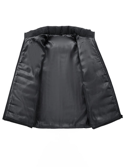 Lightweight Black Quilted Jacket for Men, Featuring a Fashionable Collar And a, Available in Plus Sizes - ayq